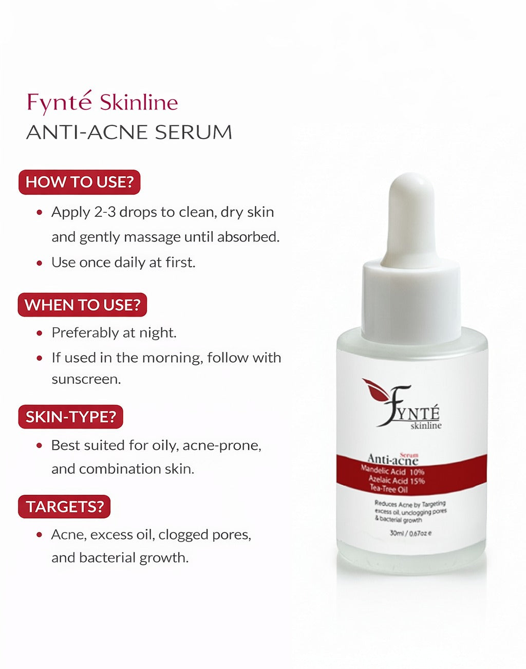 Fynte Skinline Anti-Acne Serum for Oil Control & Blemish Defense