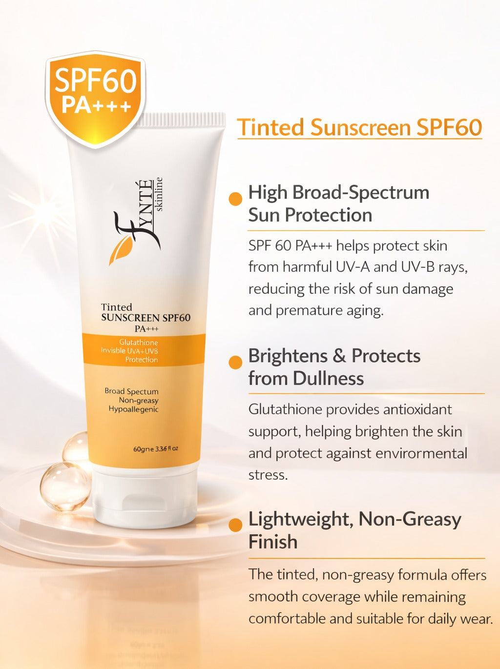 Fynte Skinline Tinted Sunscreen SPF 60 PA+++