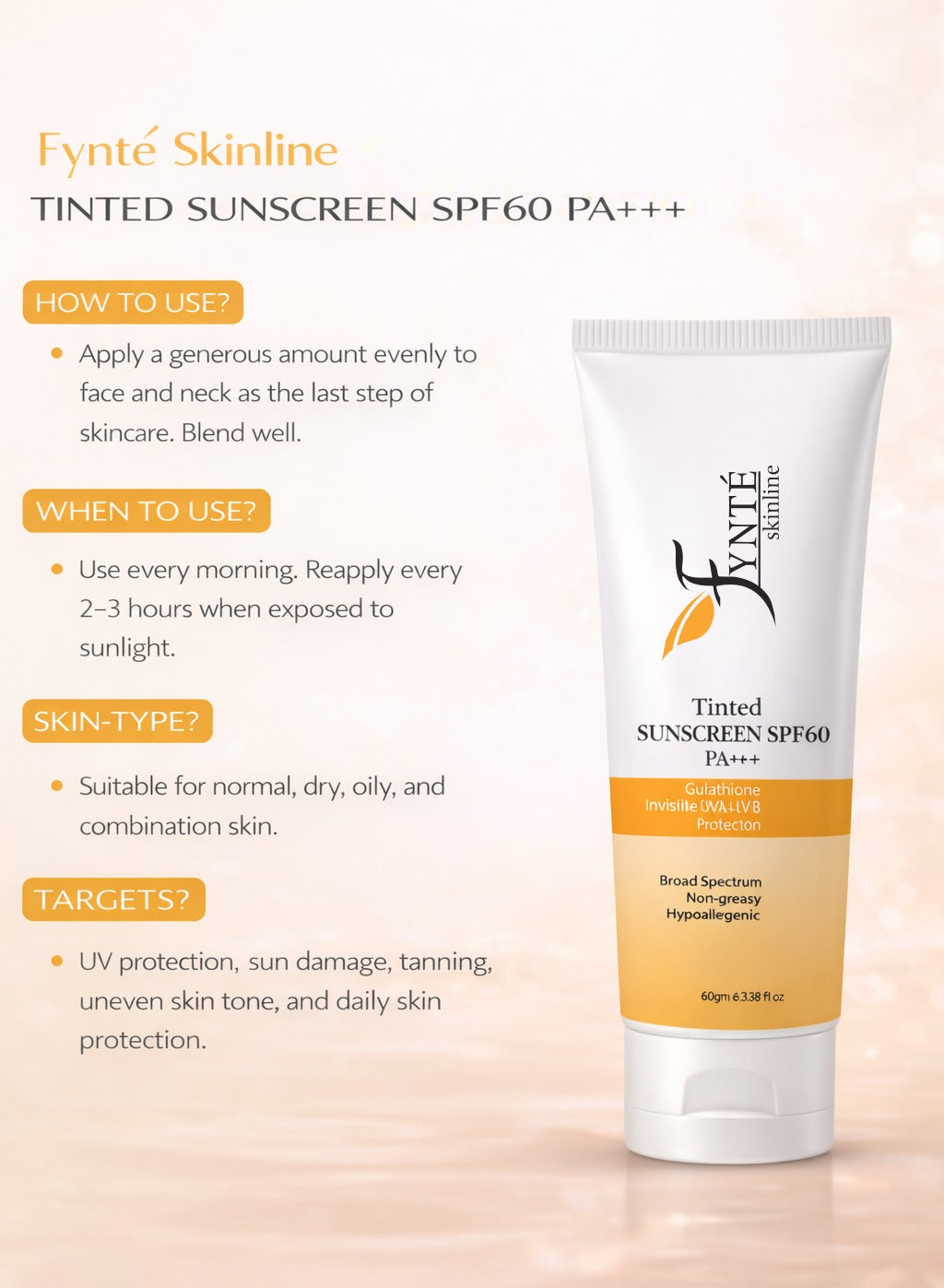 Fynte Skinline Tinted Sunscreen SPF 60 PA+++