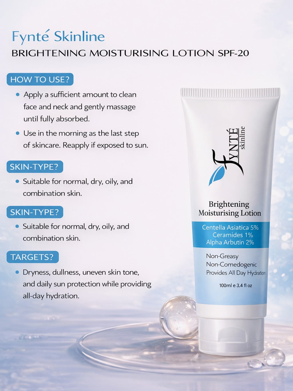 Fynte Skinline Brightening Moisturizing Lotion SPF 20